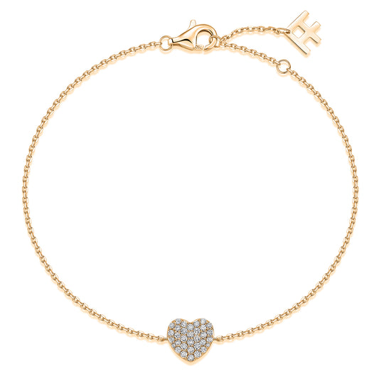 Pavé Heart Natural Diamond Bracelet in 18K Yellow Gold CK174815