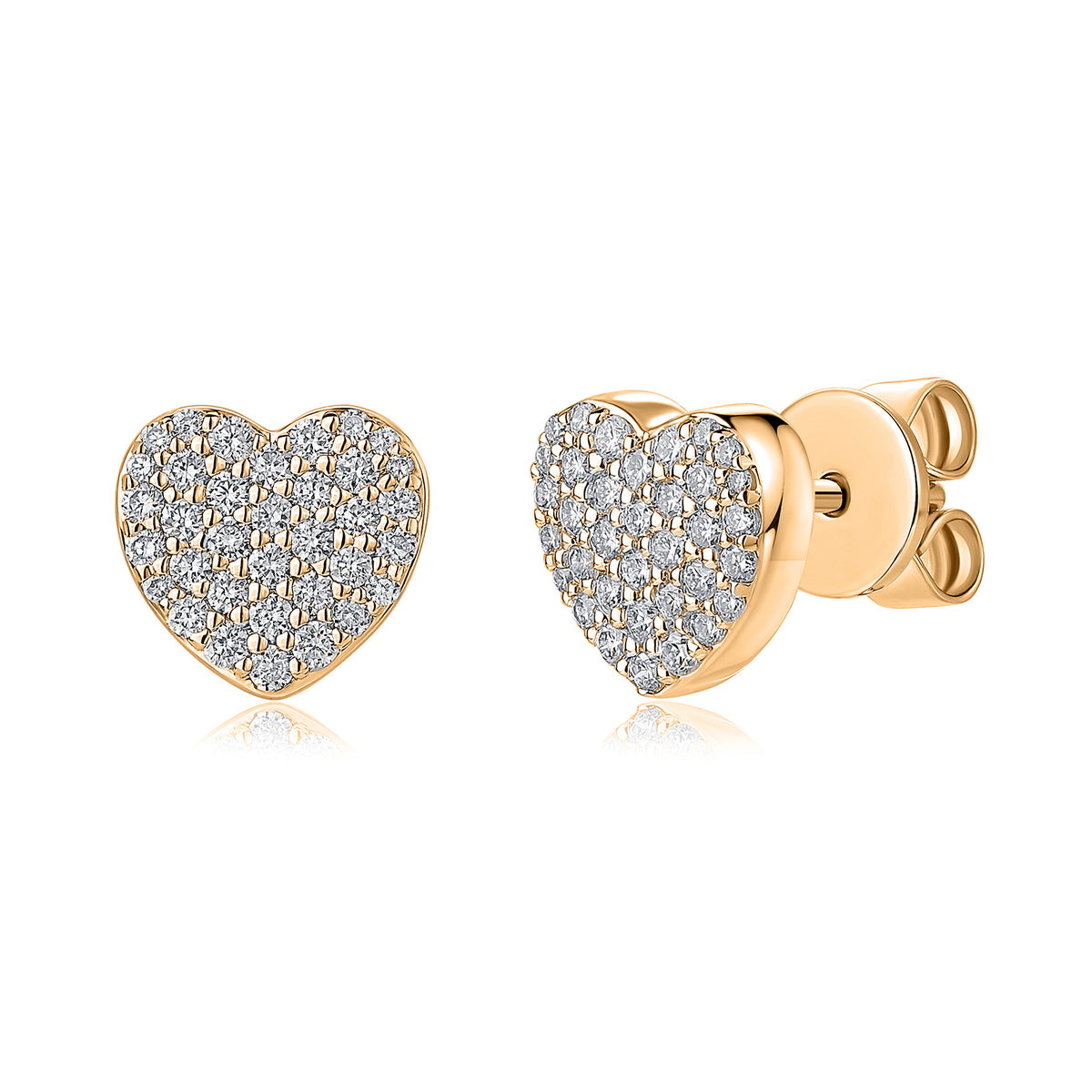 Pavé Heart Natural Diamond Earrings in 18K Yellow Gold CK174767