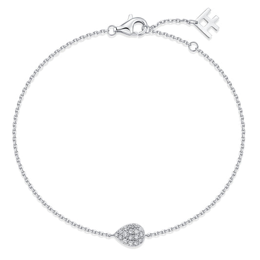 Pavé Pear Natural Diamond Bracelet in 18K White Gold CK174798