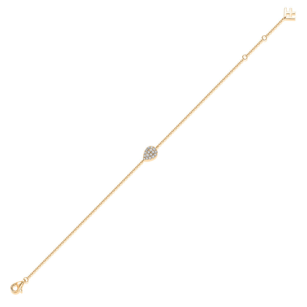 Pavé Pear Natural Diamond Bracelet in 18K Yellow Gold CK174817