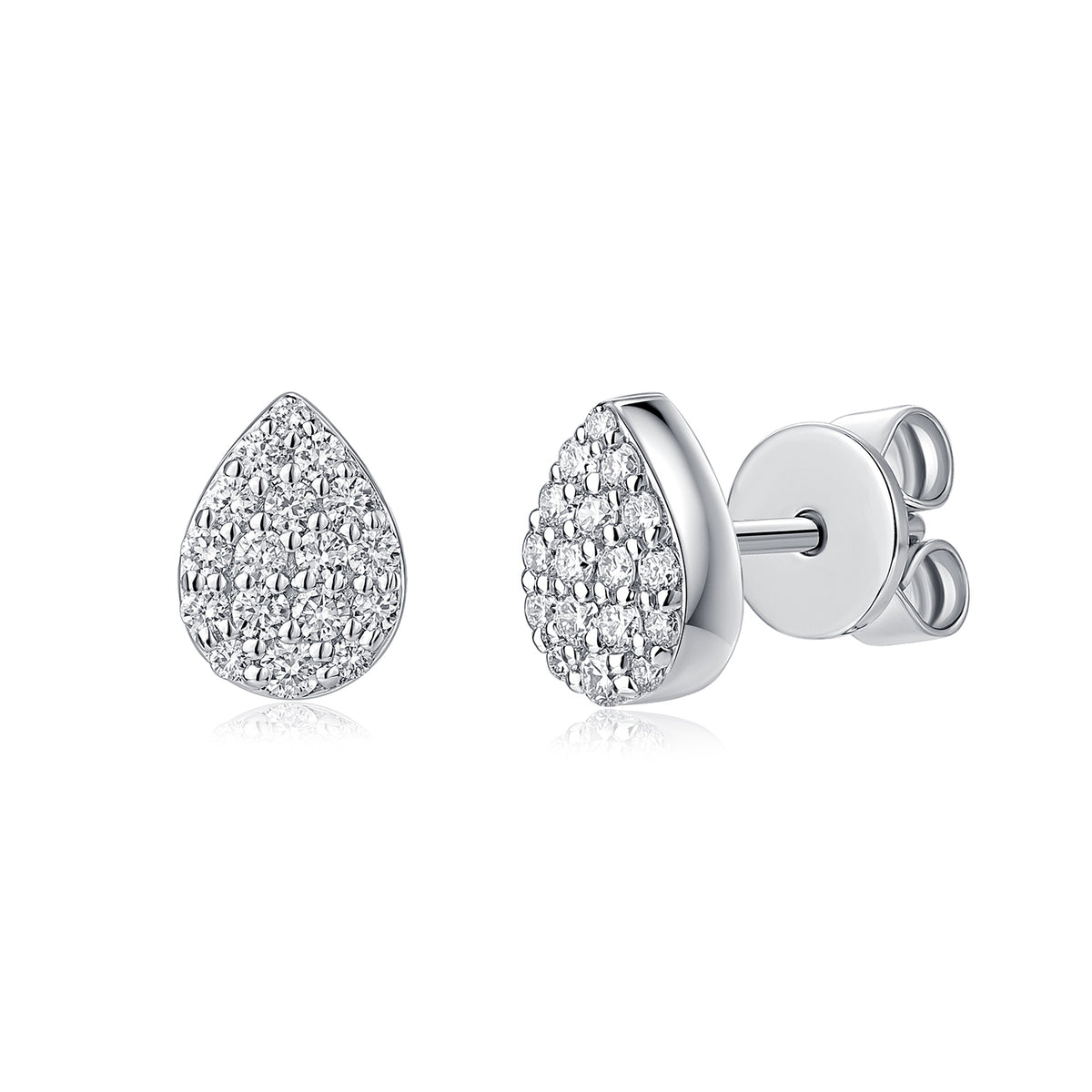 Pavé Pear Natural Diamond Earrings in 18K White Gold CK174746