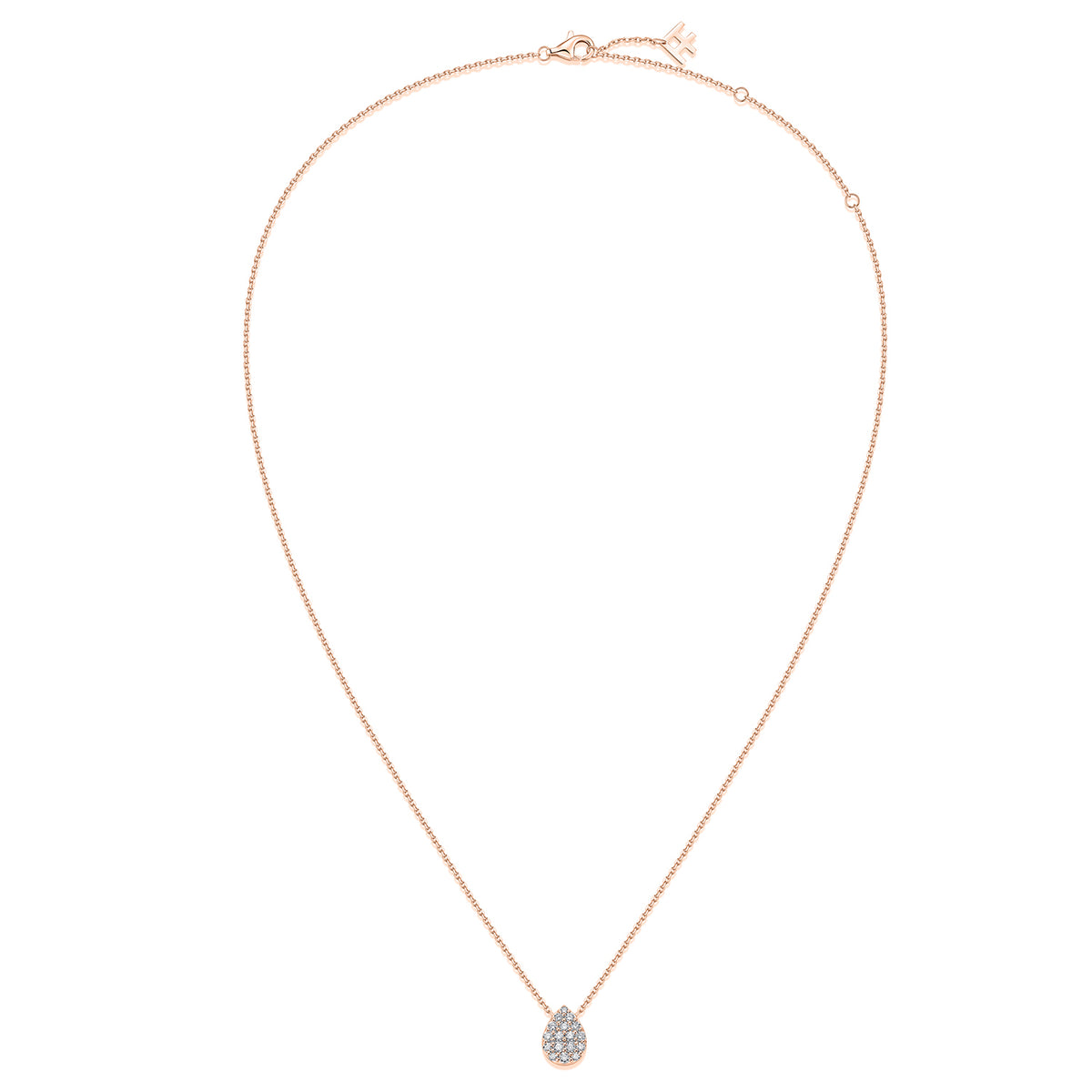 Pavé Pear Natural Diamond Necklace in 18K Rose Gold CK174837