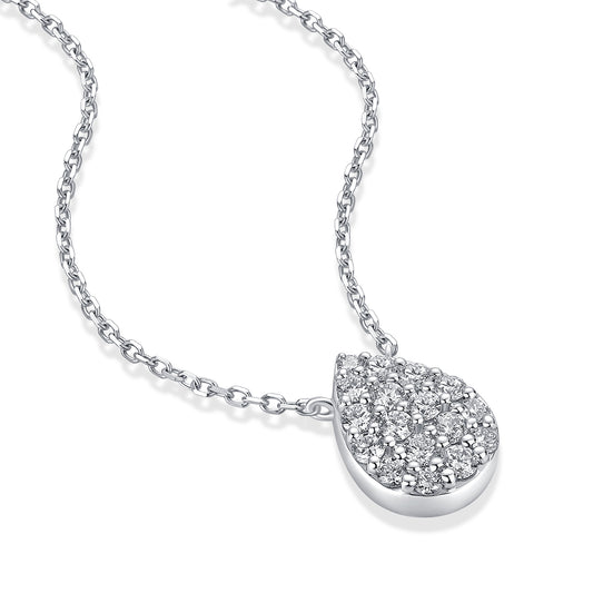 Pavé Pear Natural Diamond Necklace in 18K White Gold CK174850