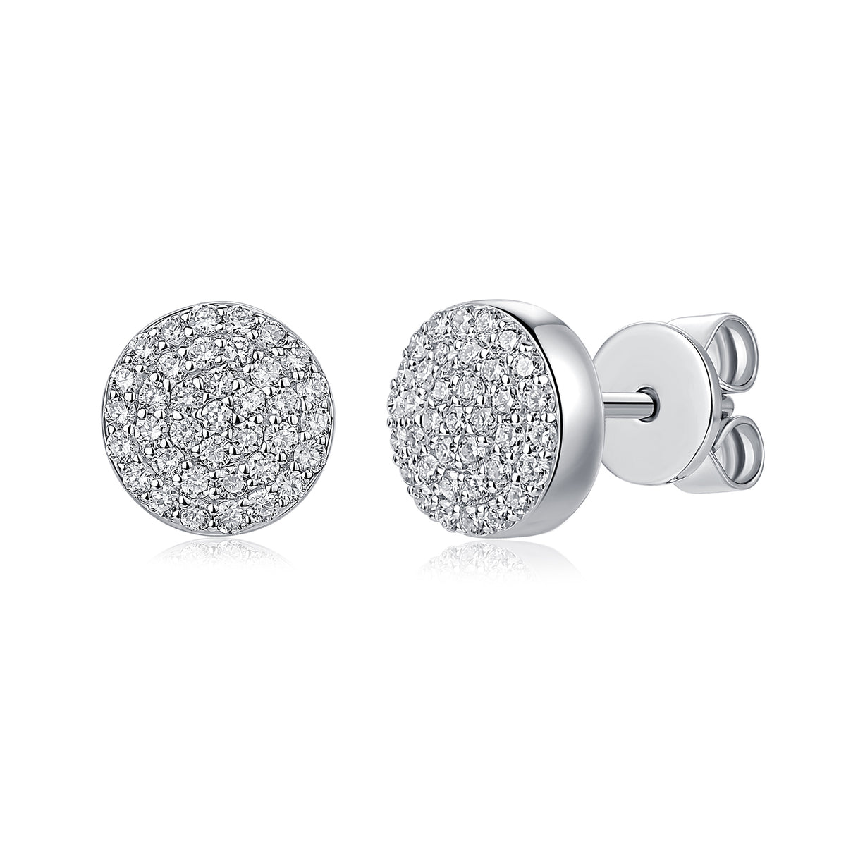 Pavé Round Natural Diamond Earrings in 18K White Gold CK174747