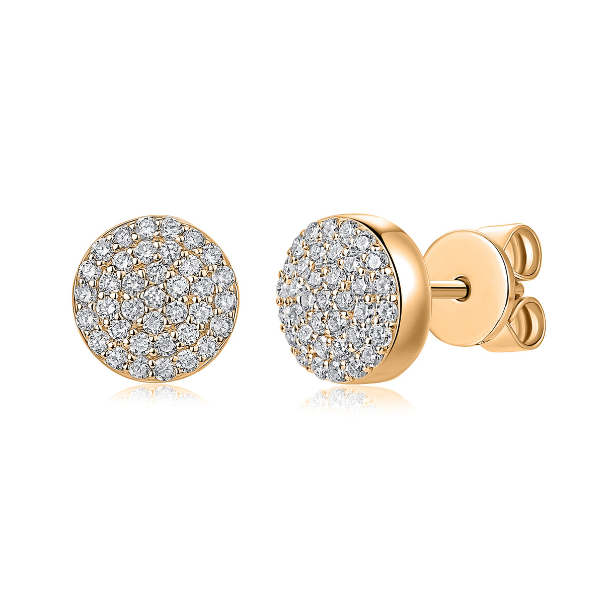 Pavé Round Natural Diamond Earrings in 18K Yellow Gold CK175038