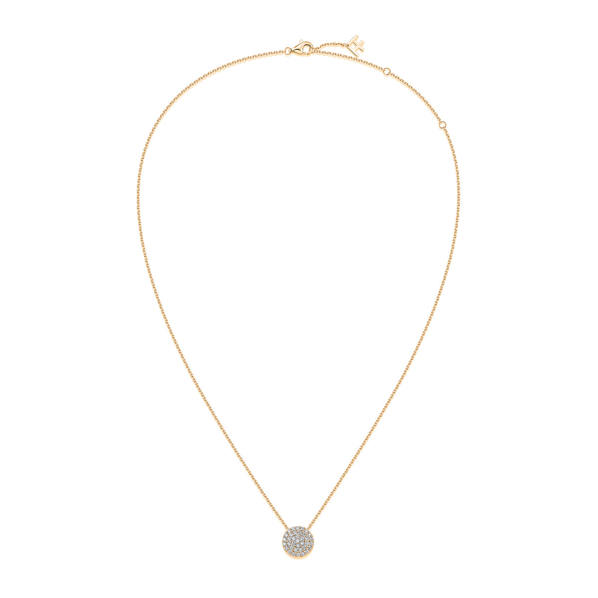 Pavé Round Natural Diamond Necklace in 18K Yellow Gold CK174863