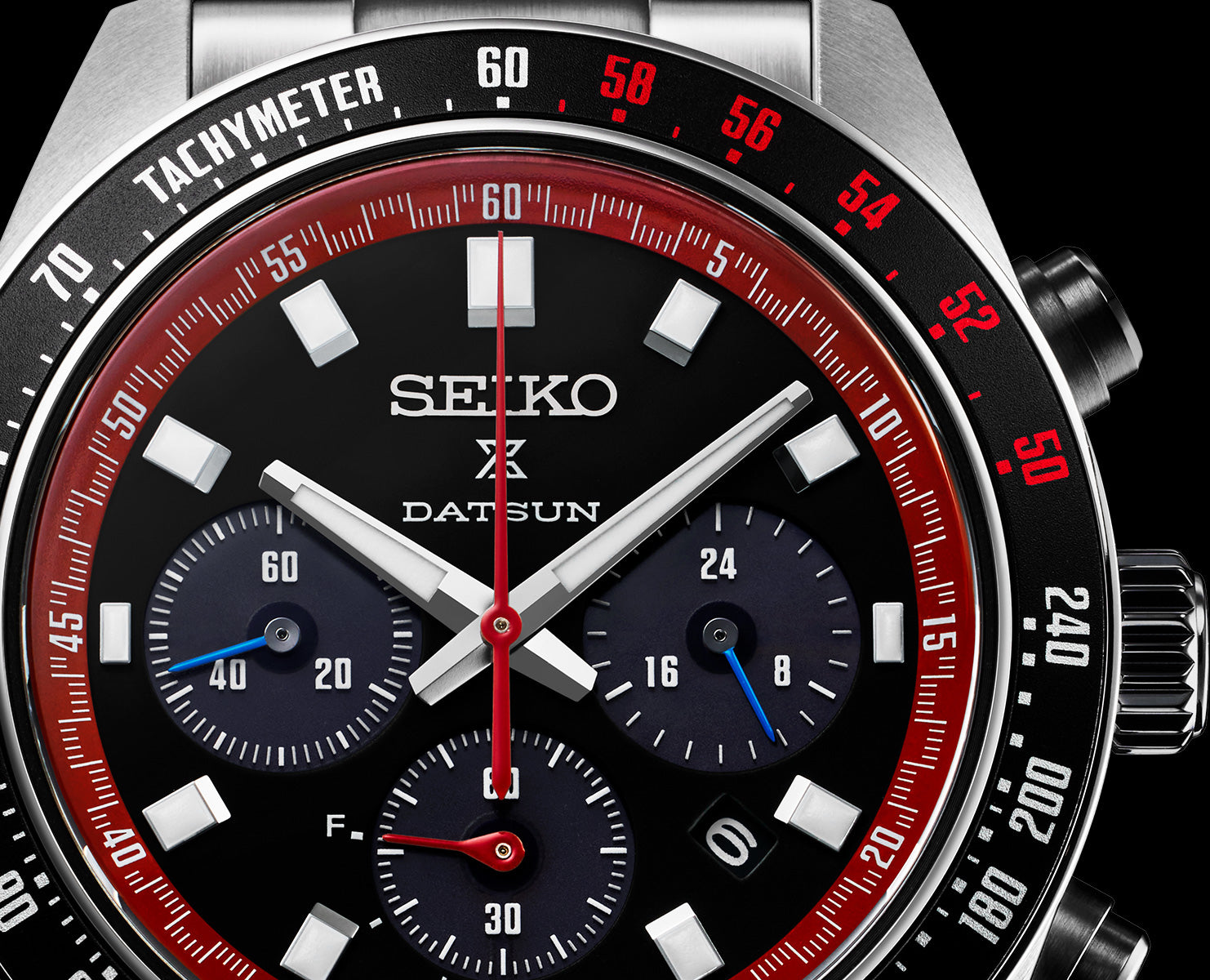 Dial close-up of Seiko Prospex Speedtimer