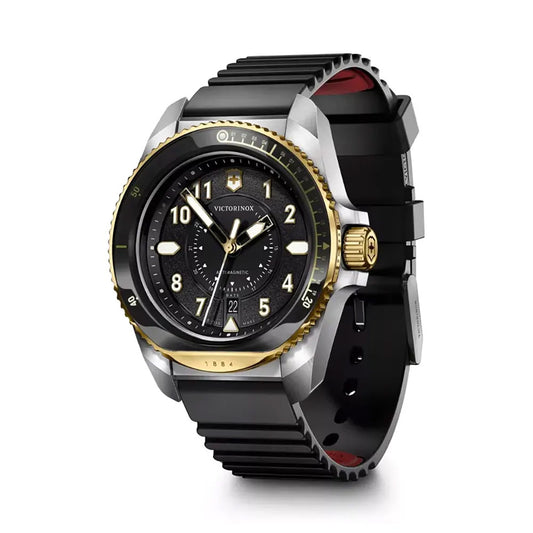 Victorinox Men's Silver Tone Case Black Dial Quartz Watch