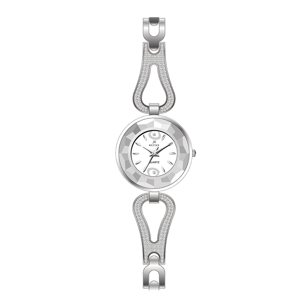 Westar Ornate Ladies White Dial Quartz Watch - 20173STN101