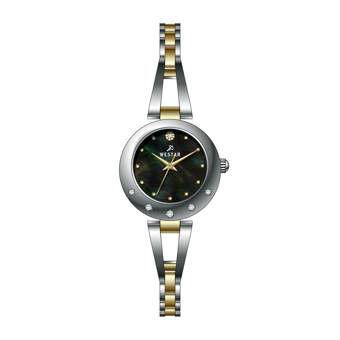 Westar Ornate Ladies 25 mm Black Mother of Pearl Dial Quartz Watch - 20336CBN113