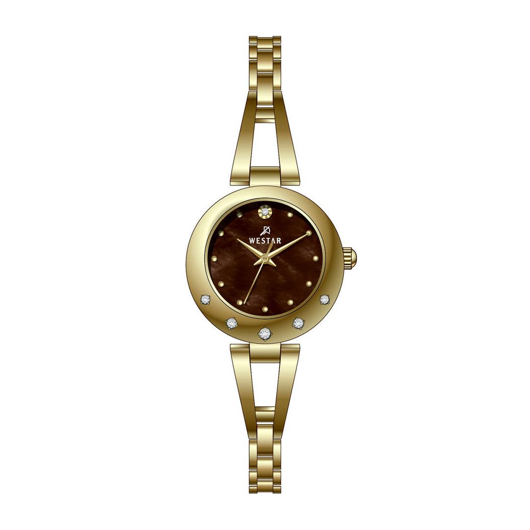Westar Ornate Ladies 25 mm Brown Mother of Pearl Dial Quartz Watch - 20336GPN120