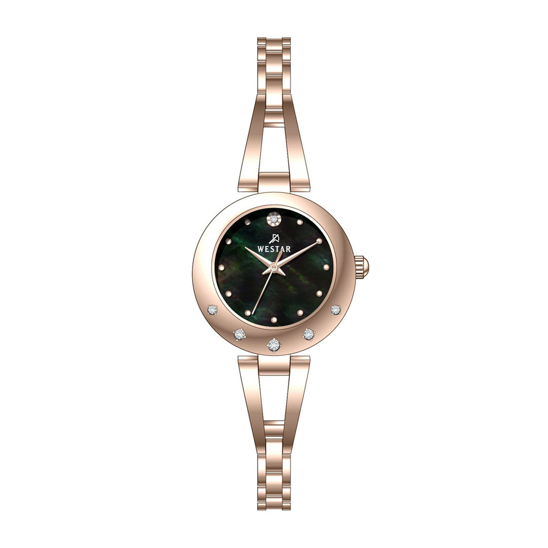 Westar Ornate Ladies 25 mm Black Mother of Pearl Dial Quartz Watch - 20336PPN613