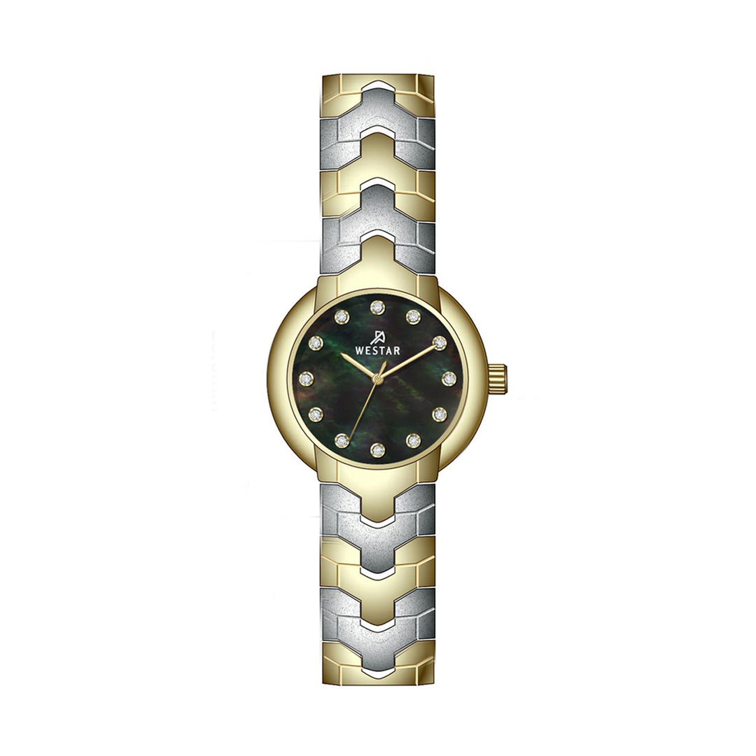 Westar Ornate Ladies 22.5 mm Black Mother of Pearl Dial Quartz Watch - 20338CBN113