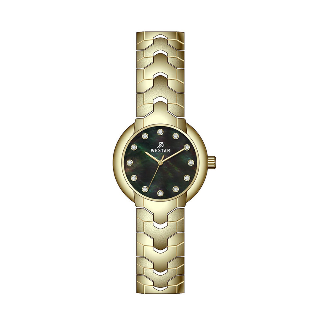 Westar Ornate Ladies 22.5 mm Black Mother of Pearl Dial Quartz Watch - 20338GPN113