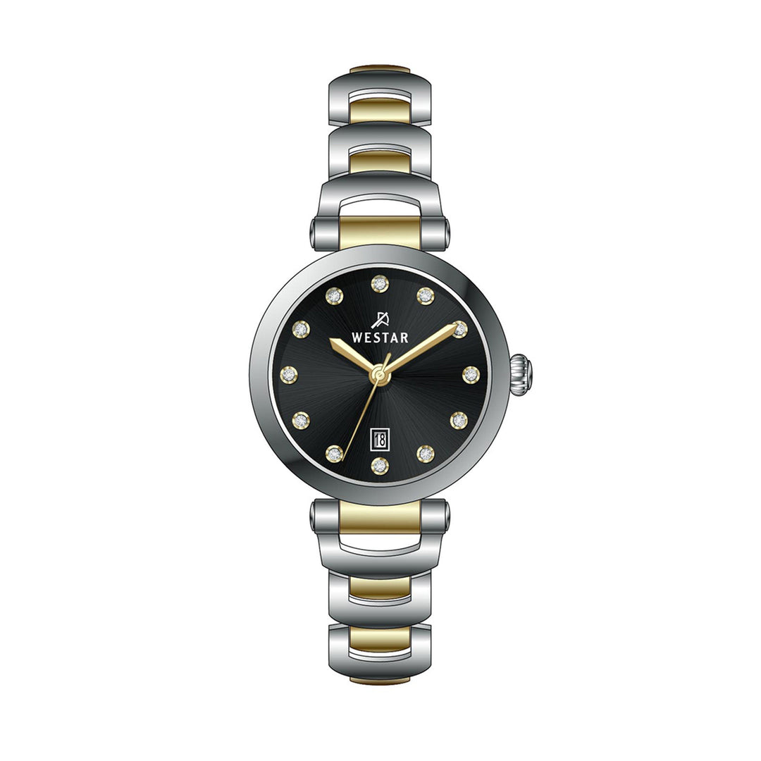 Westar Ornate Ladies 28 mm Black Dial Quartz Watch - 20339CBN103