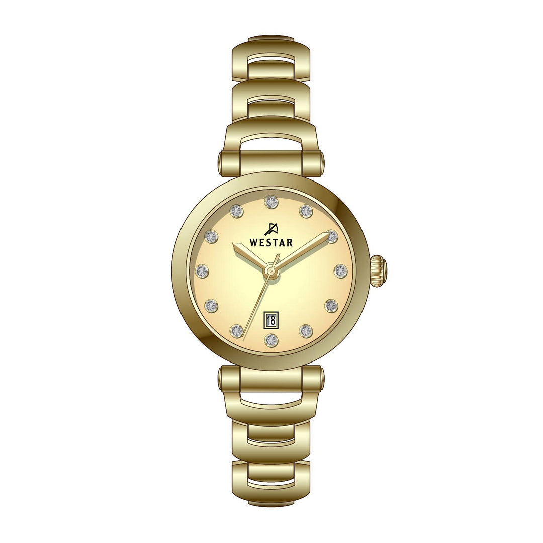 Westar Ornate Ladies 28 mm Dark Champagne Dial Quartz Watch - 20339GPN108