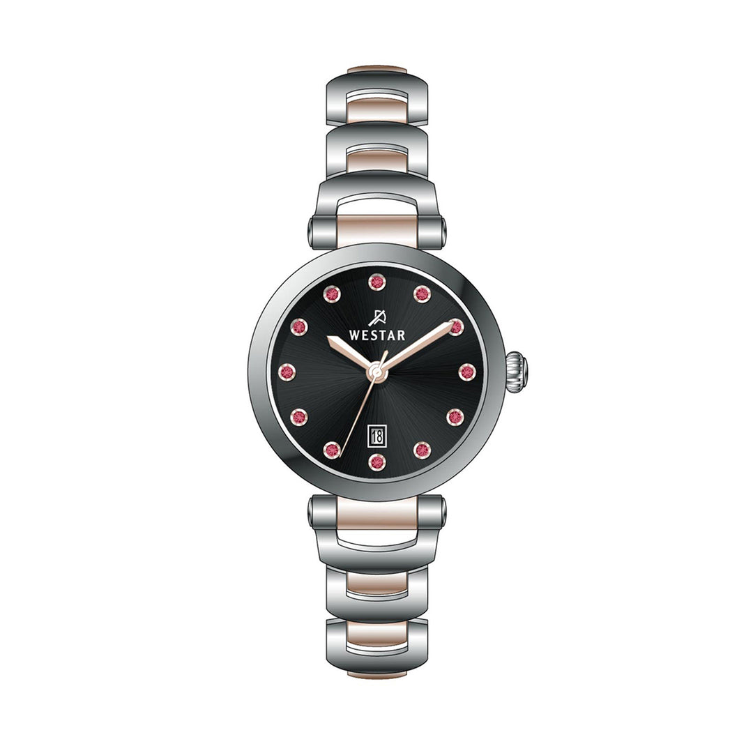Westar Ornate Ladies 28 mm Black Dial Quartz Watch - 20339SPN603