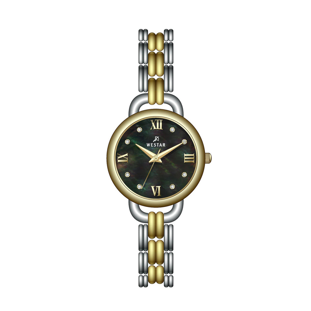 Westar Ornate Ladies 28 mm Black Mother of Pearl Dial Quartz Watch - 20340CBN113