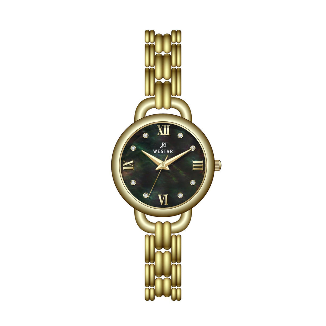 Westar Ornate Ladies 28 mm Black Mother of Pearl Dial Quartz Watch - 20340GPN113