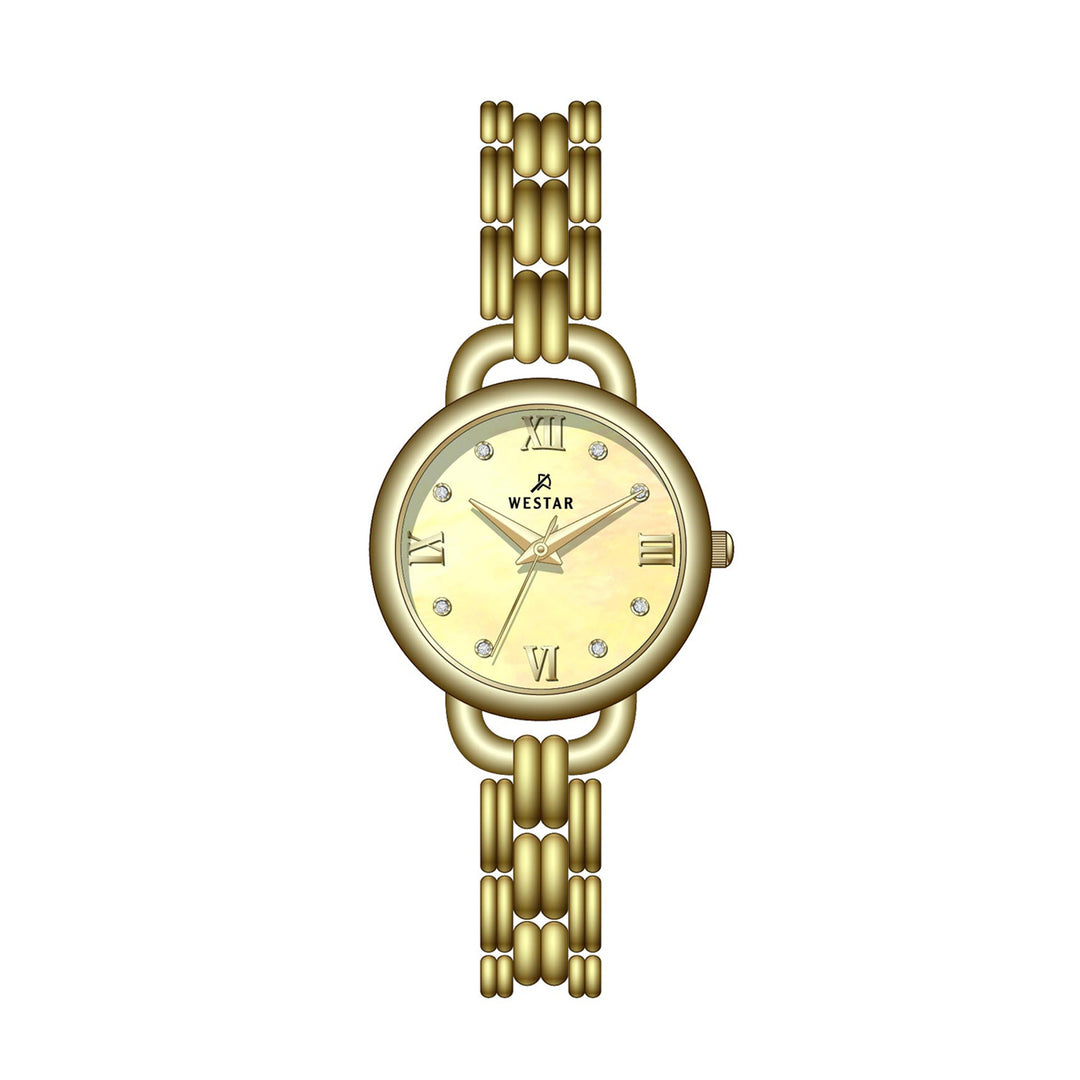 Westar Ornate Ladies 28 mm Dark Champagne Mother of Pearl Dial Quartz Watch - 20340GPN118