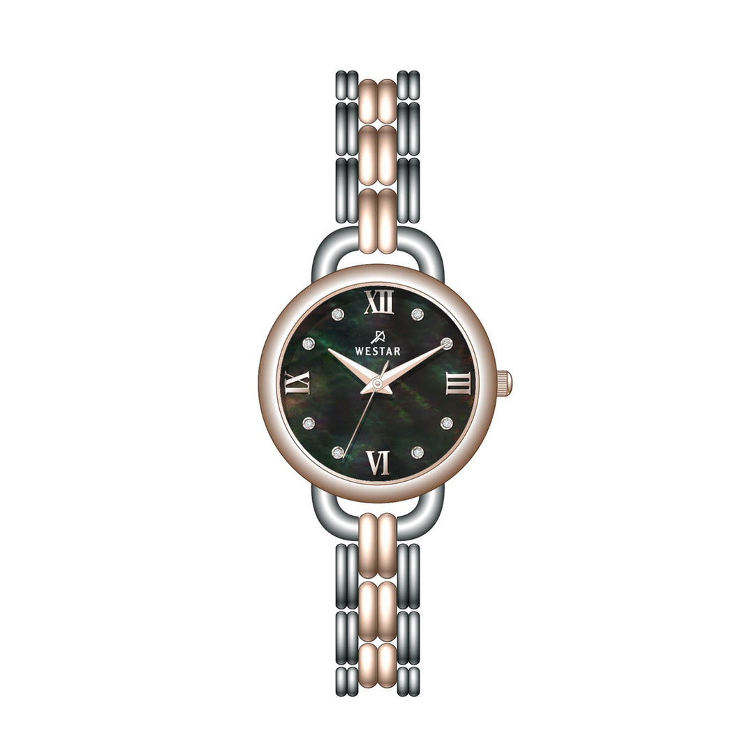 Westar Ornate Ladies 28 mm Black Mother of Pearl Dial Quartz Watch - 20340SPN613