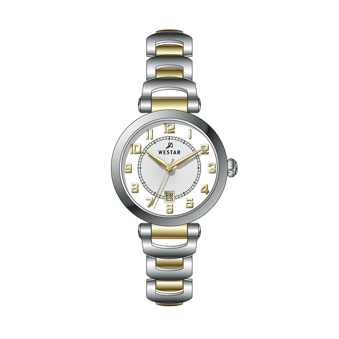 Westar Ornate Ladies 28 mm White Dial Quartz Watch - 20341CBN101