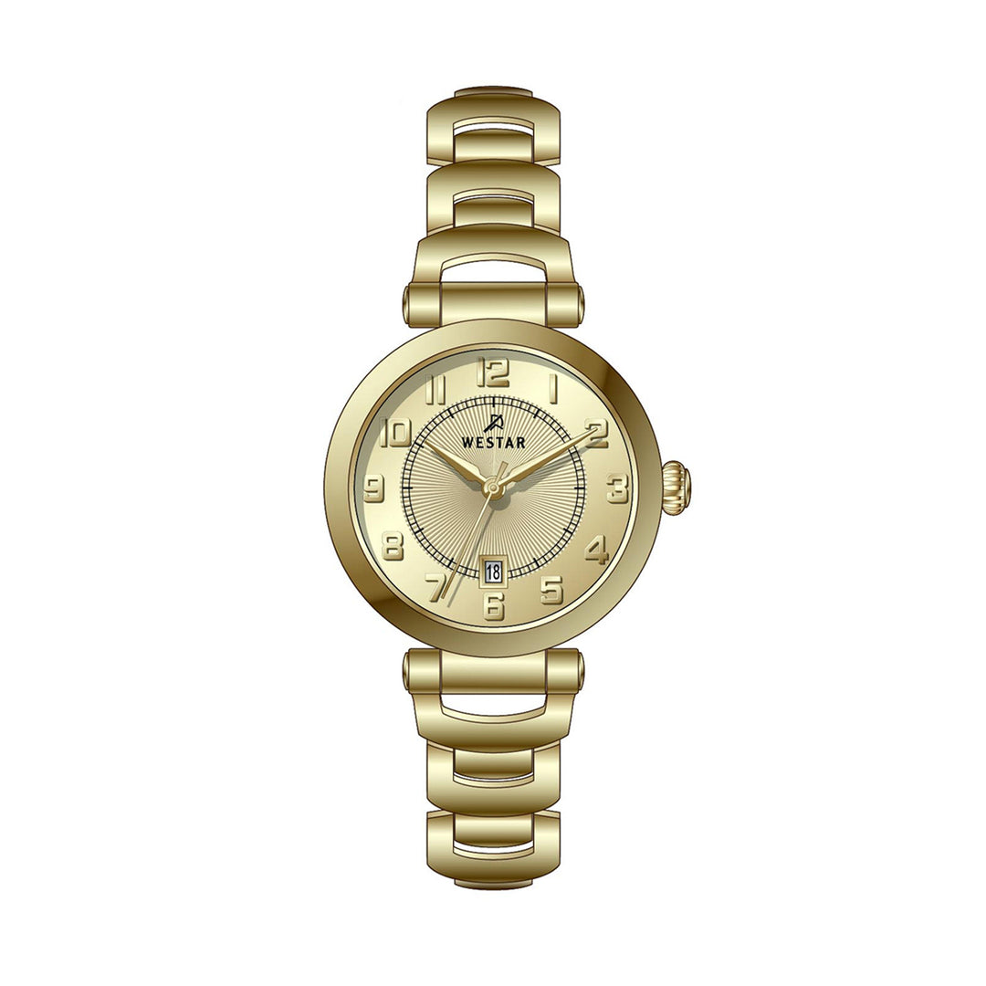 Westar Ornate Ladies 28 mm Dark Champagne Dial Quartz Watch - 20341GPN108