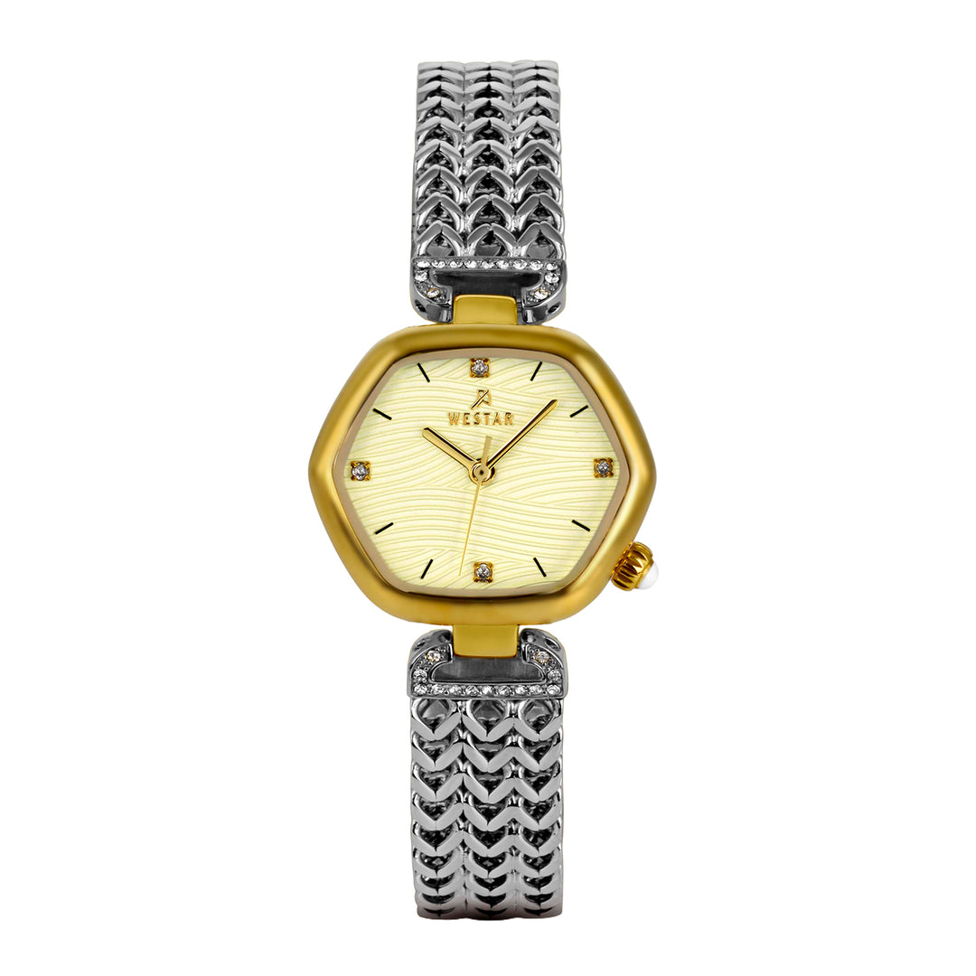 Westar Ornate Ladies Light Champagne Dial 27X23.5 mm Quartz Watch