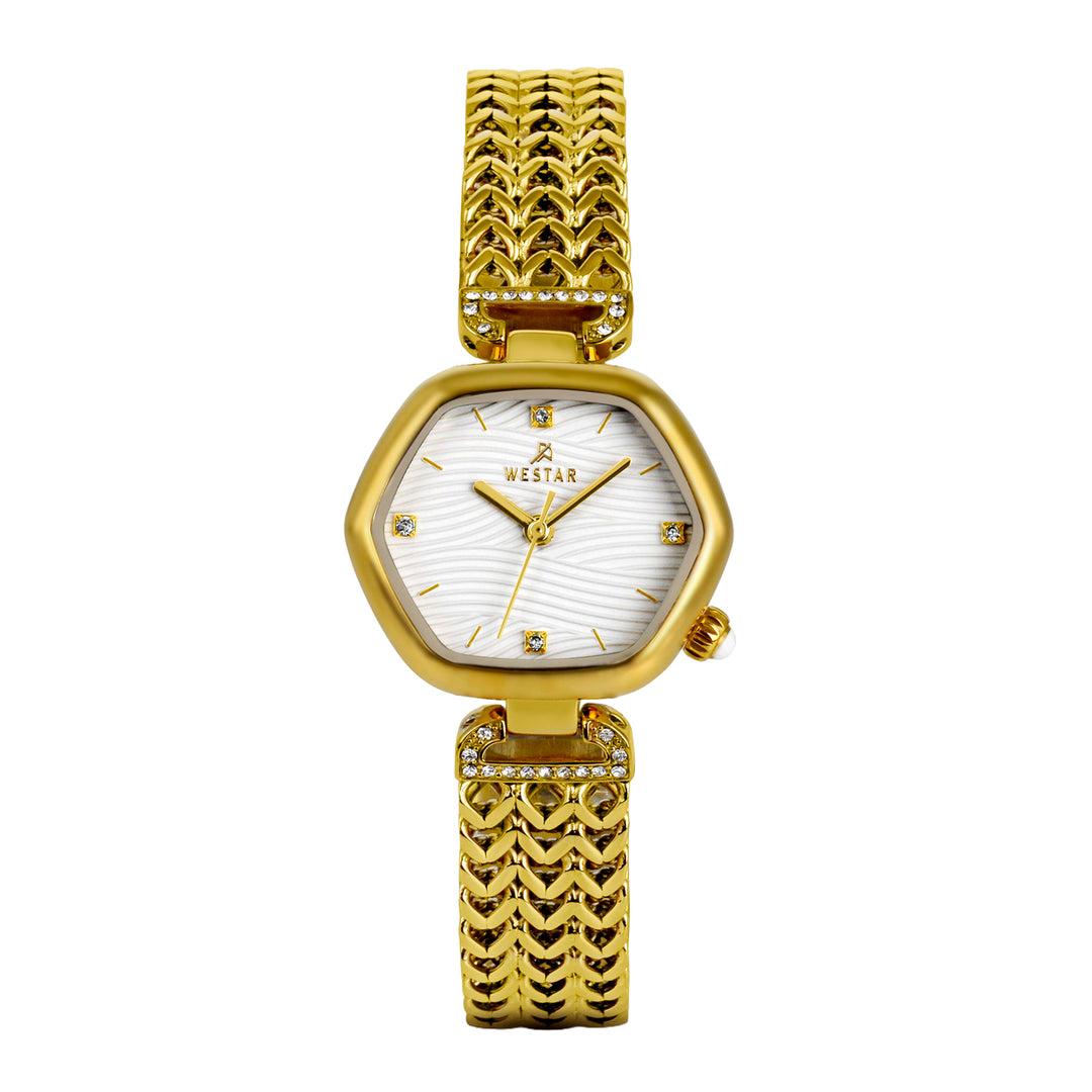 Westar Ornate Ladies White Dial 27X23.5 mm Quartz Watch