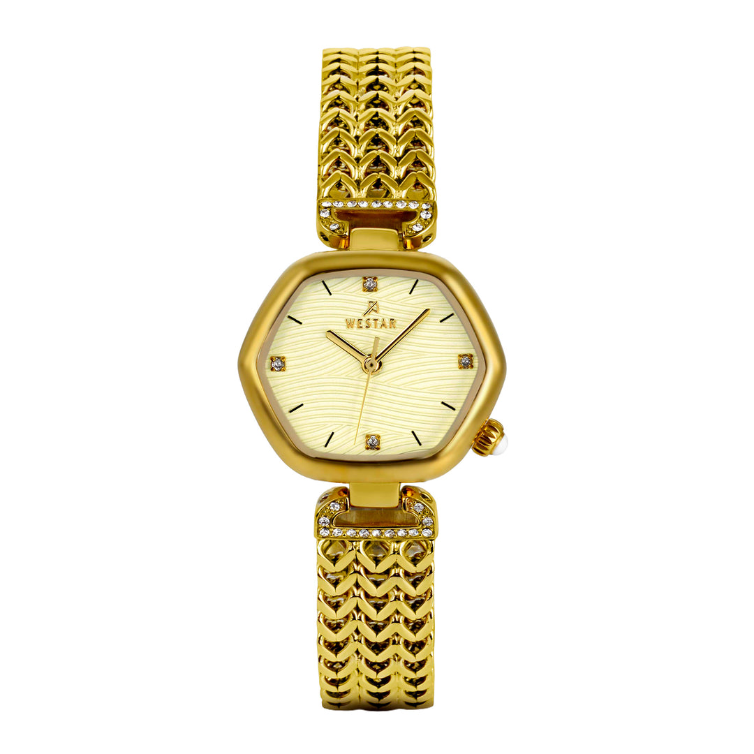 Westar Ornate Ladies Light Champagne Dial 27X23.5 mm Quartz Watch