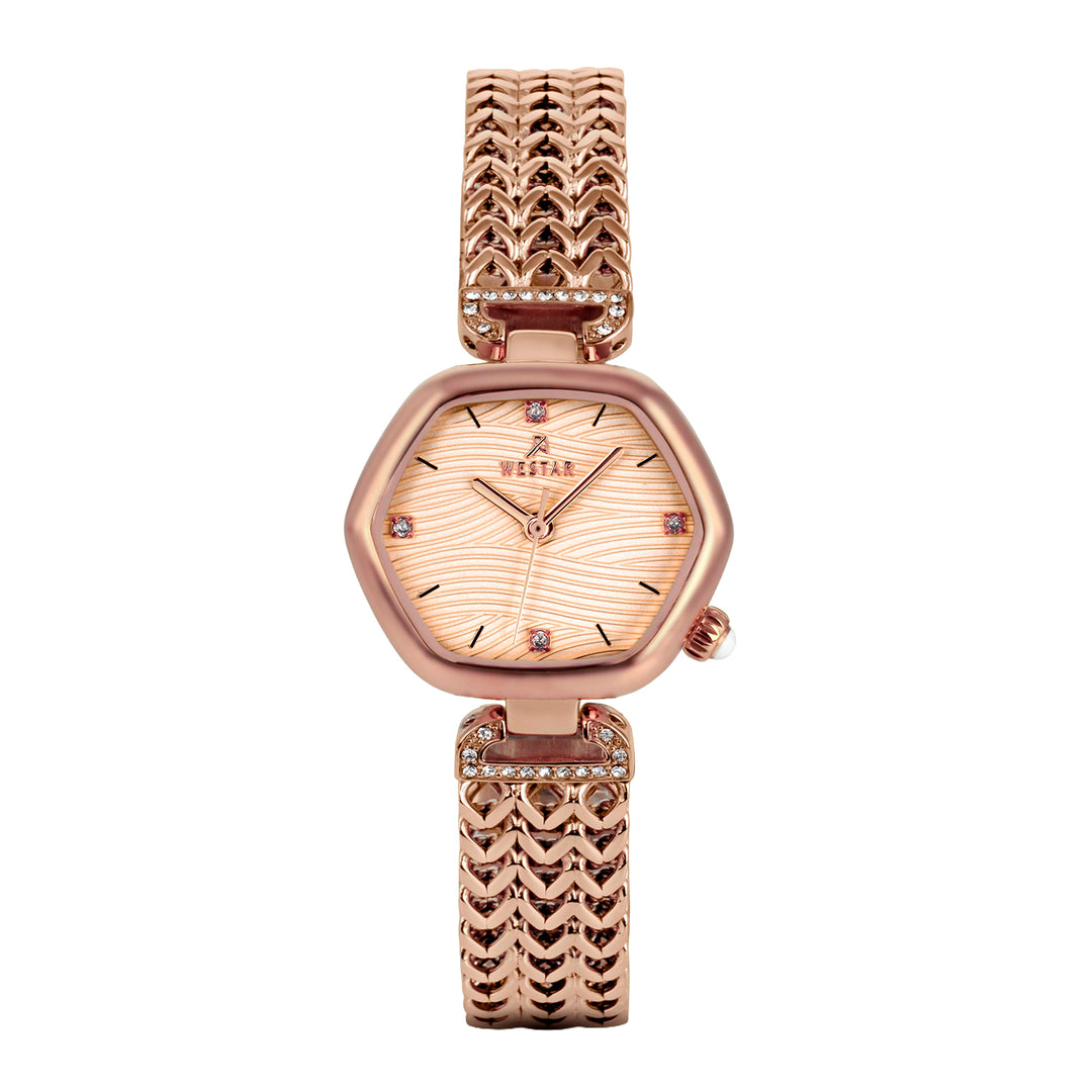 Westar Ornate Ladies Pink Dial 27X23.5 mm Quartz Watch