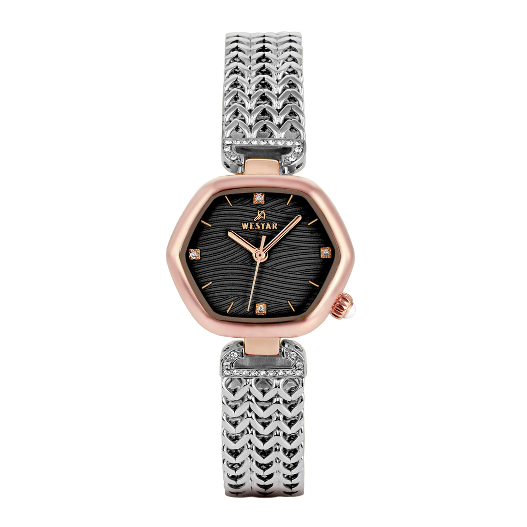 Westar Ornate Ladies Black Dial 27X23.5 mm Quartz Watch