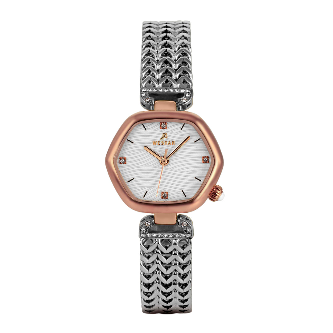Westar Ornate Ladies Silver Dial 27X23.5 mm Quartz Watch