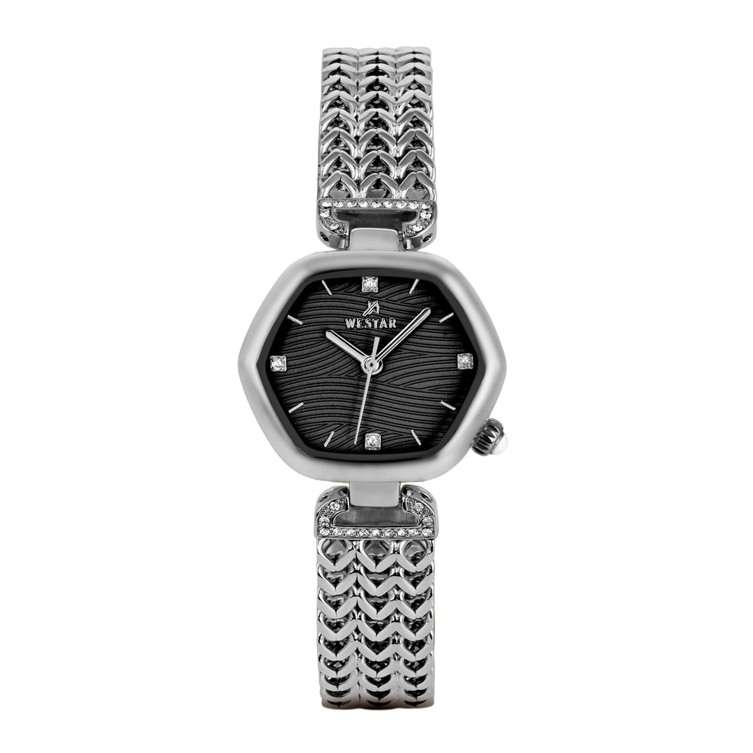 Westar Ornate Ladies Black Dial 27X23.5 mm Quartz Watch