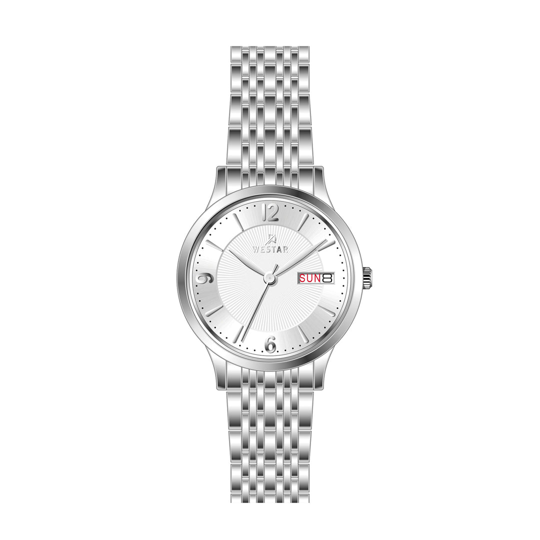 Westar Profile Ladies 30 mm Silver Dial Quartz Watch - 40258STN107
