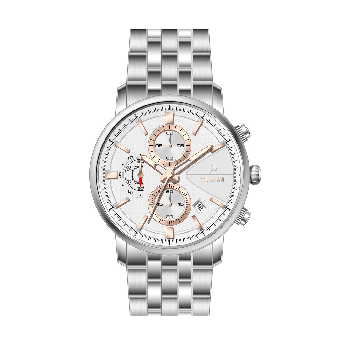Westar Profile Gents 41 mm White Dial Quartz Watch - 50250STN601