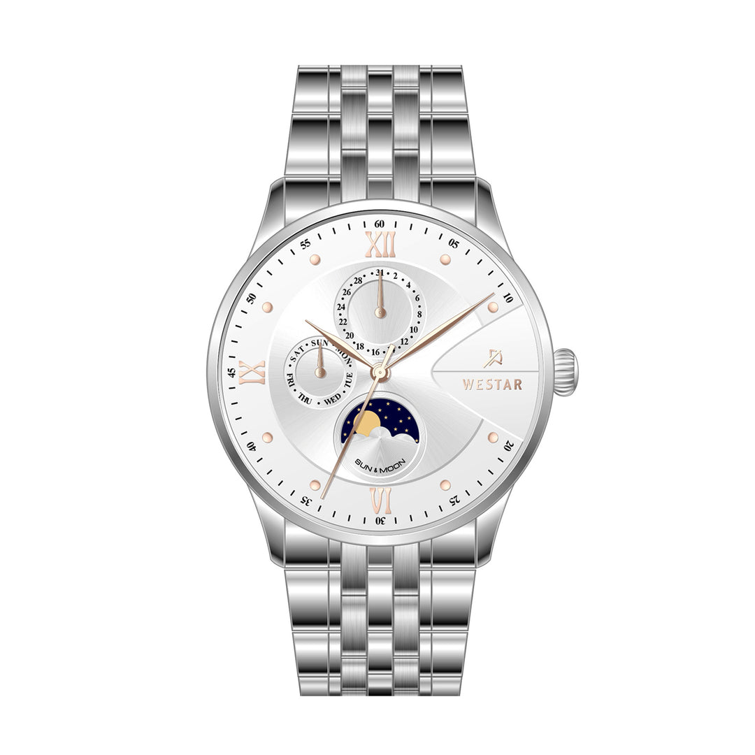 Westar Profile Multifunction Gents 40 mm White Dial Quartz Watch - 50252STN601