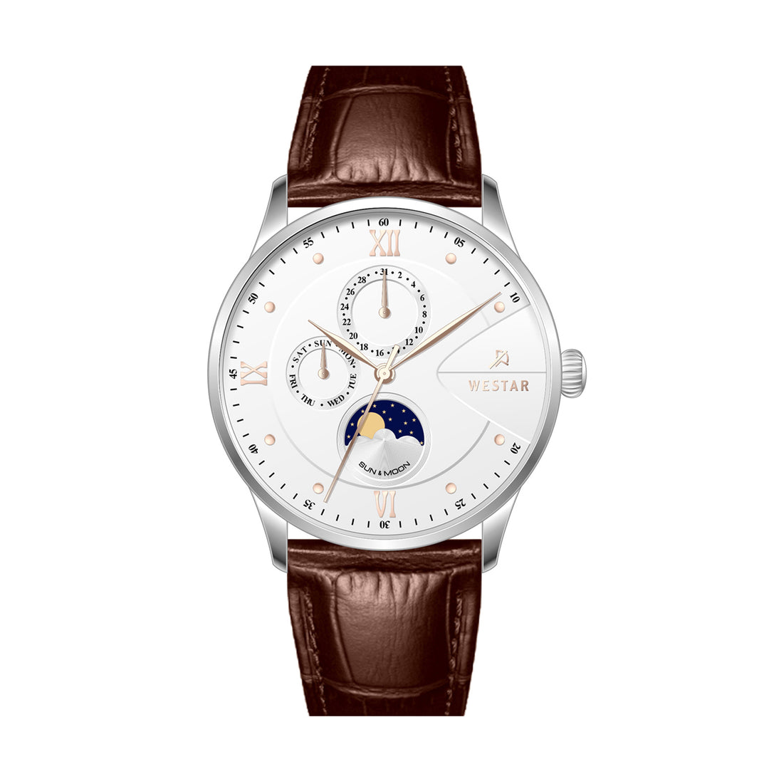 Westar Profile Multifunction Gents 40 mm White Dial Quartz Watch - 50253STN621