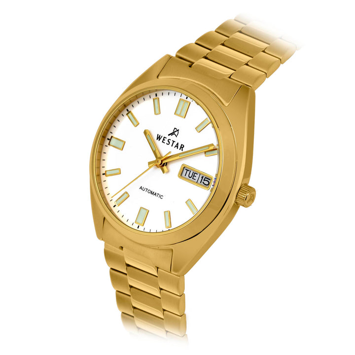 Westar Men's Automatic - White Dial, Gold Bracelet Watch  - 80017GPN101