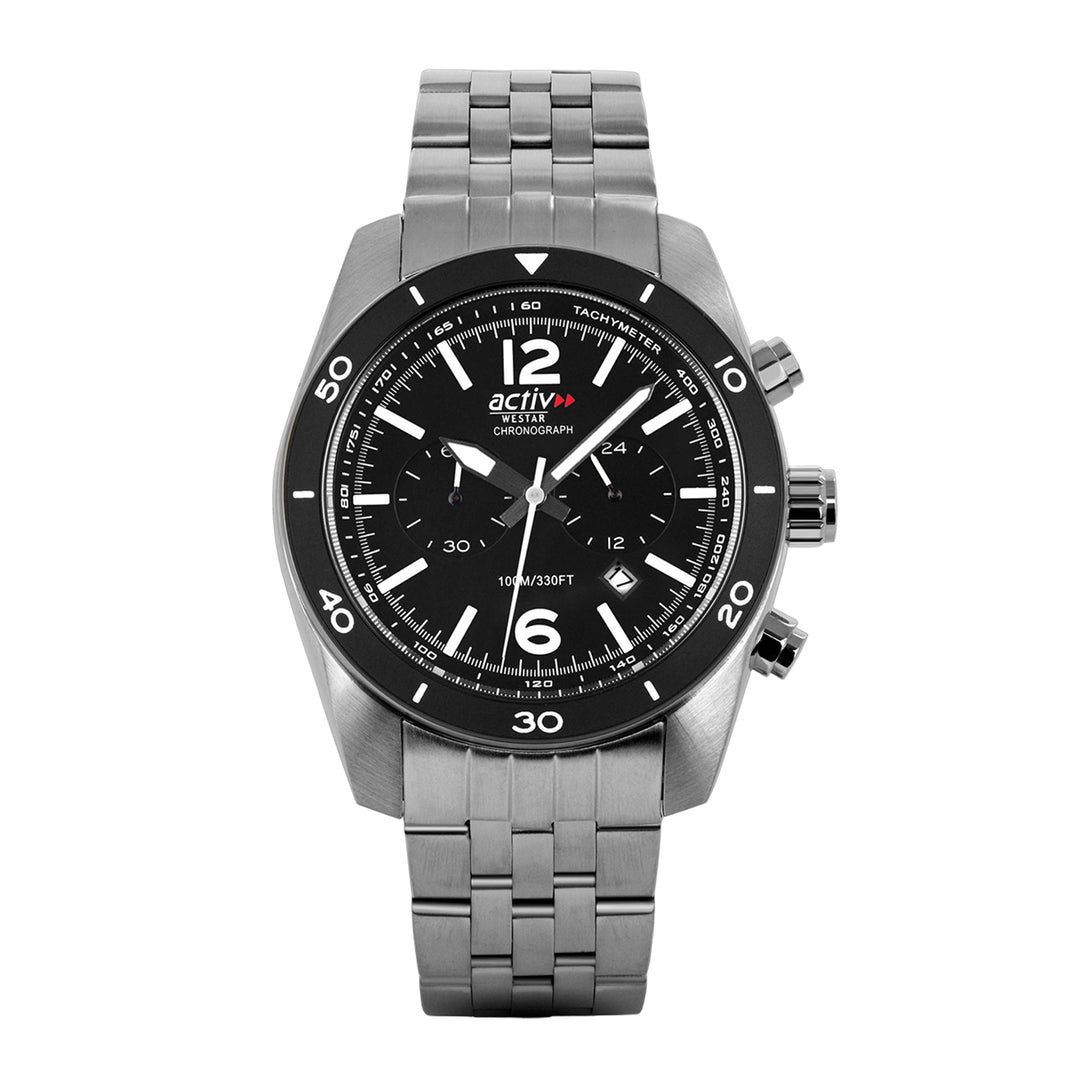 Westar Activ Gents 44 mm Black Dial Quartz Watch - 90280STN103