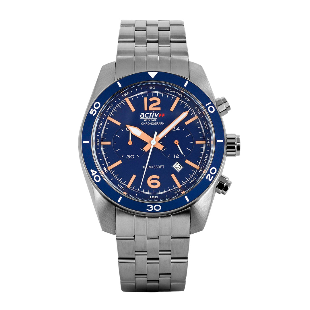 Westar Activ Gents 44 mm Blue Dial Quartz Watch - 90280STN604