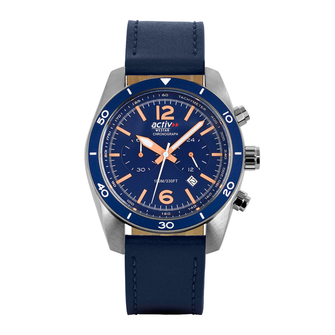 Westar Activ Gents 44 mm Blue Dial Quartz Watch - 90281STN644