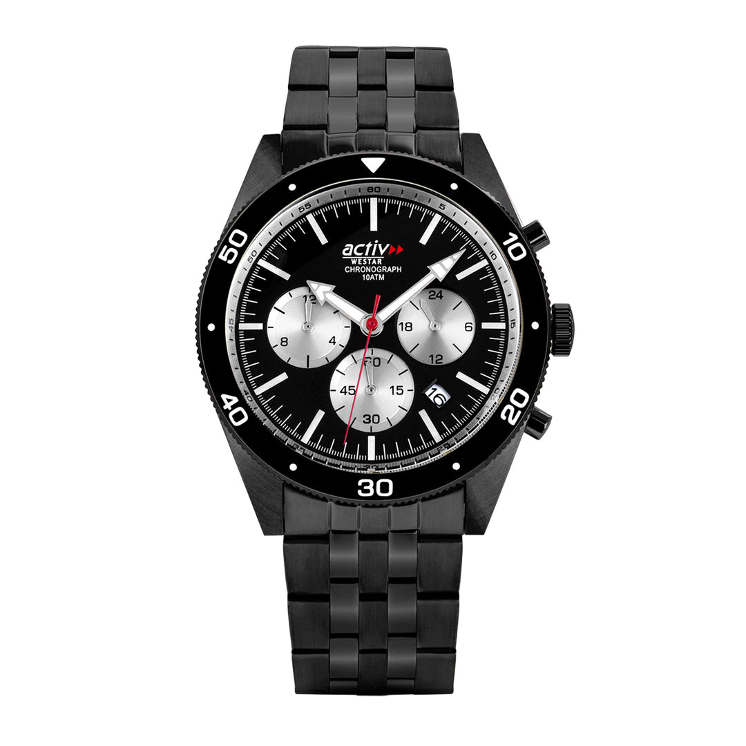 Westar Activ Gents 43 mm Black Dial Quartz Watch - 90282BBN703