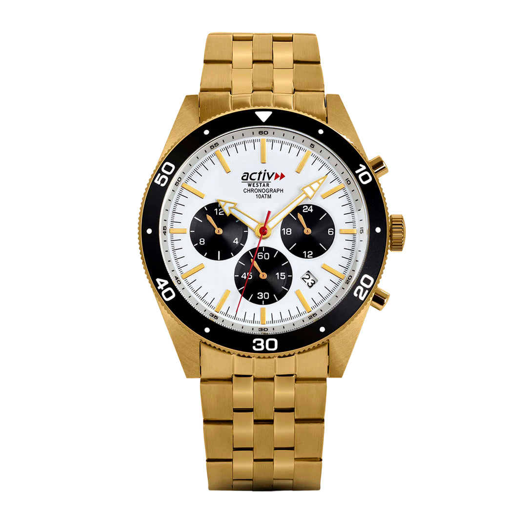 Westar Activ Gents 43 mm White Dial Quartz Watch - 90282GPN301