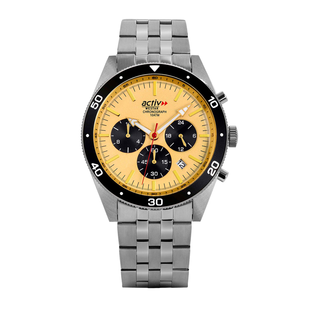 Westar Activ Gents 43 mm Dark Champagne Dial Quartz Watch - 90282STN308