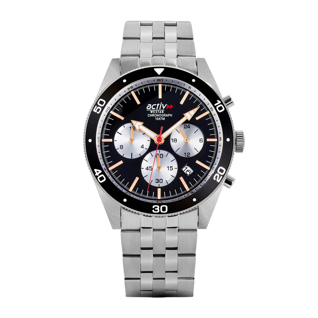 Westar Activ Gents 43 mm Black Dial Quartz Watch - 90282STN603