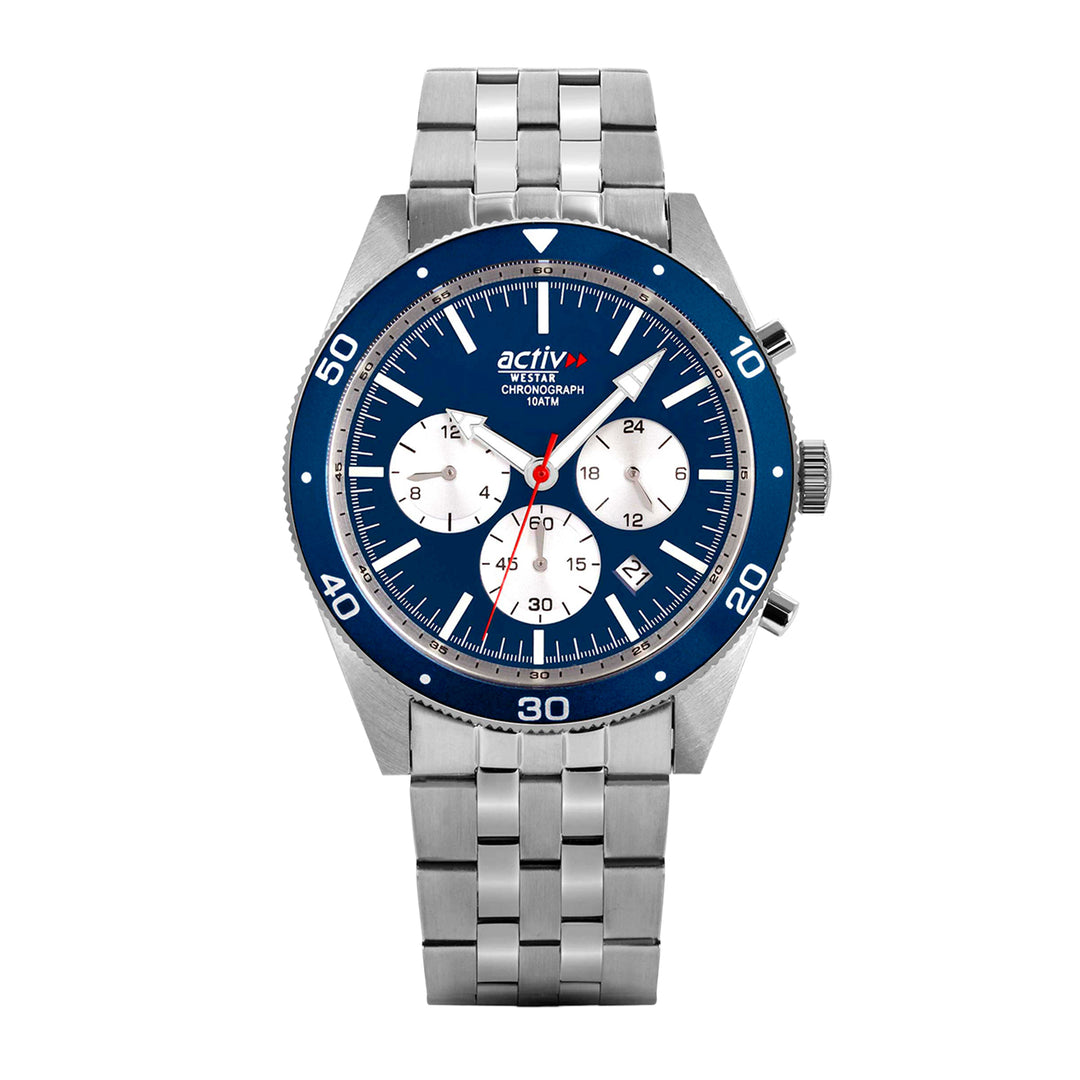 Westar Activ Gents 43 mm Blue Dial Quartz Watch - 90282STN704