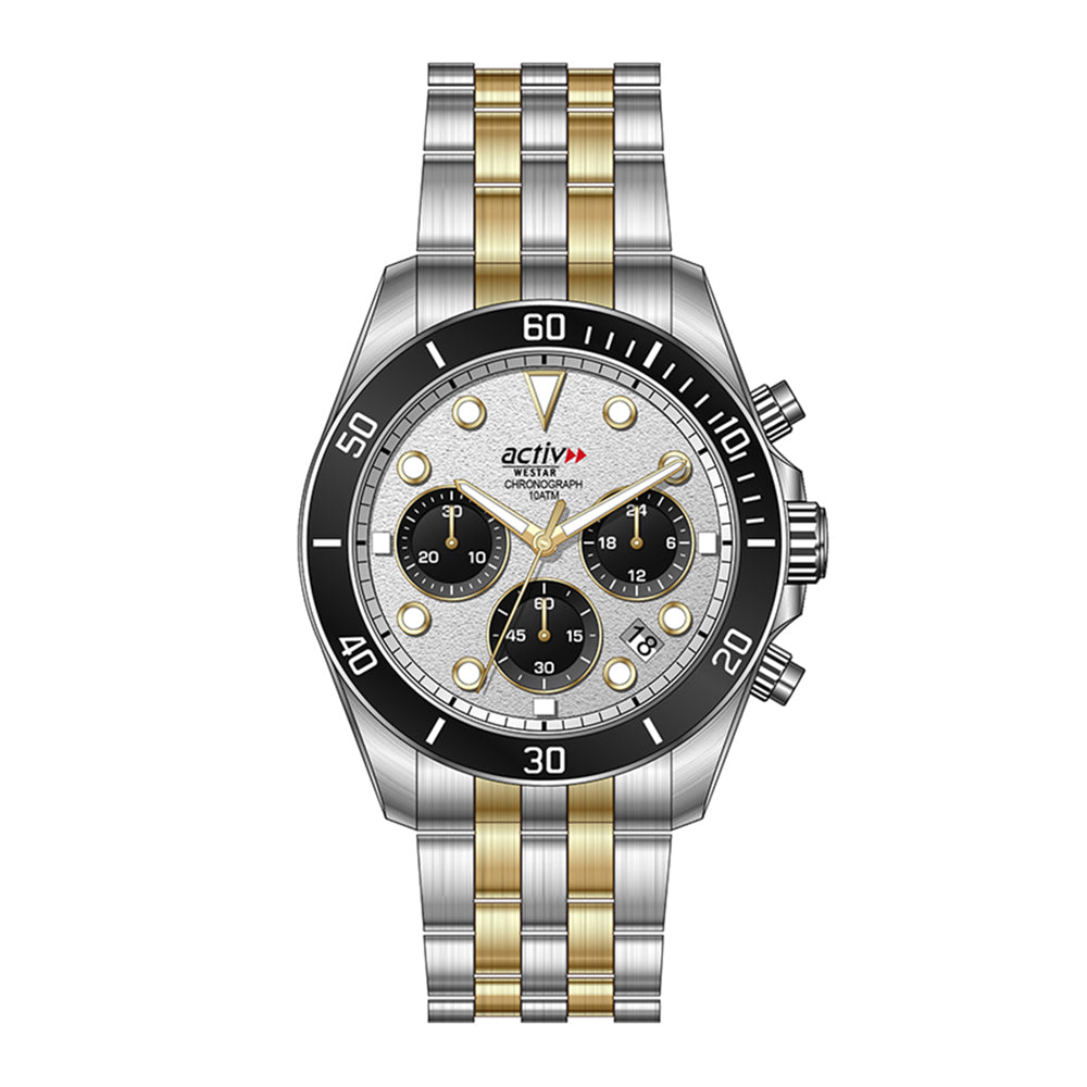 Westar Activ Gents 42.5 mm Silver Dial Quartz Watch - 90284CBN307