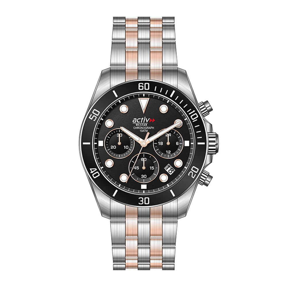 Westar Activ Gents 42.5 mm Black Dial Quartz Watch - 90284SPN603