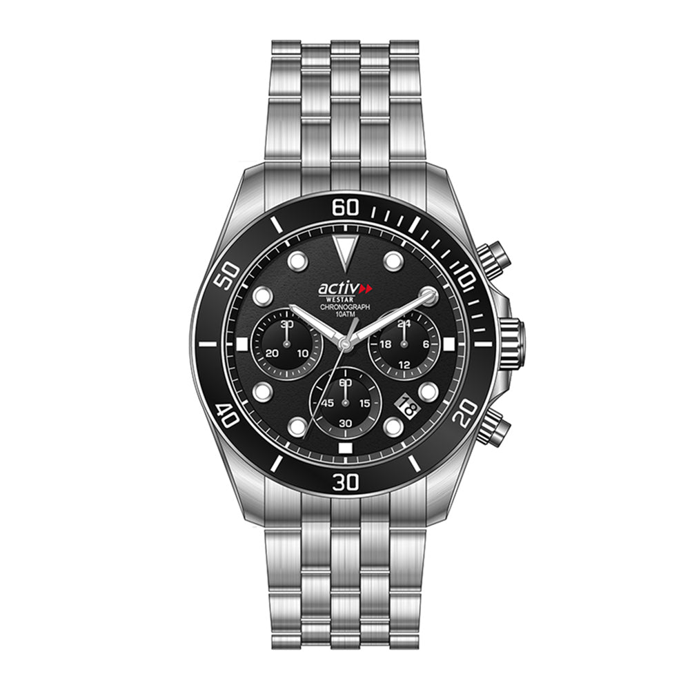 Westar Activ Gents 42.5 mm Black Dial Quartz Watch - 90284STN103